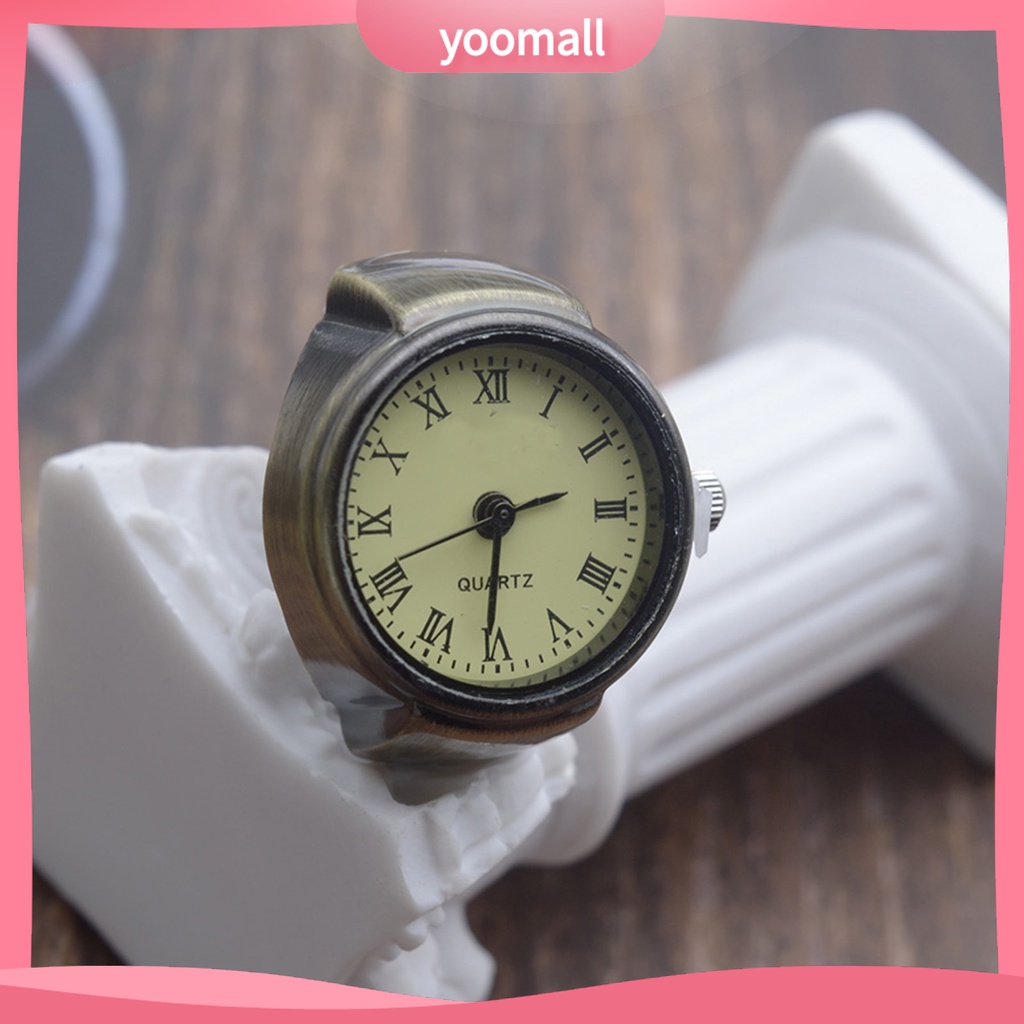 [YM] Đồng Hồ Đeo Tay Dạng Nhẫn Đeo Ngón Tay Phong Cách Vintage Tinh Tế Dùng Hàng Ngày