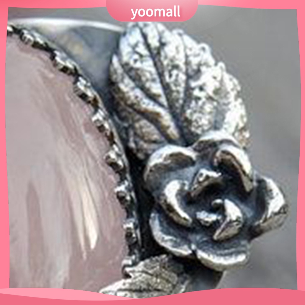 Nhẫn Đeo Tay Khắc Họa Tiết Hoa Lá Đính Đá Phong Cách Vintage Cho Nữ