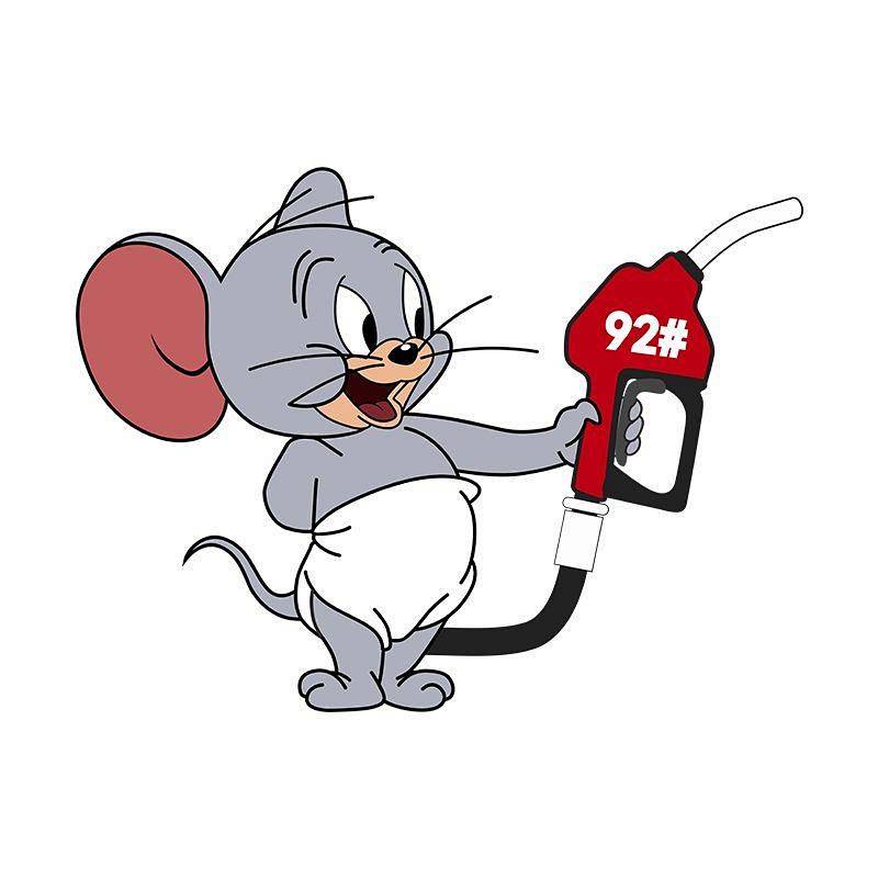 Car Charging Port Fuel Tank Cap Oil Number Tips Bumper Stickers Personalized Creative Cat and Mouse plus 92 plus 95 Fuel Tank Cover Stickers Cute stickers Car fuel tank cap decoration