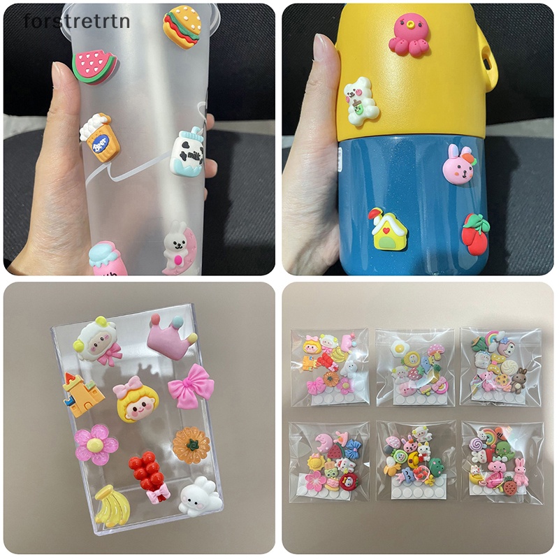 Set 10 Sticker Dán Trang Trí Tủ Lạnh DIY Hình Cốc Nước Hoạt Hình 3D Bằng Nhựa PVC