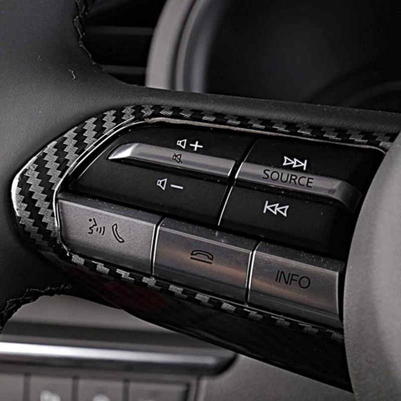 Bộ 4 Khung Viền Vô Lăng Xe Hơi Bằng Sợi Carbon Cho Mazda 3 Cx-30 2019 2020