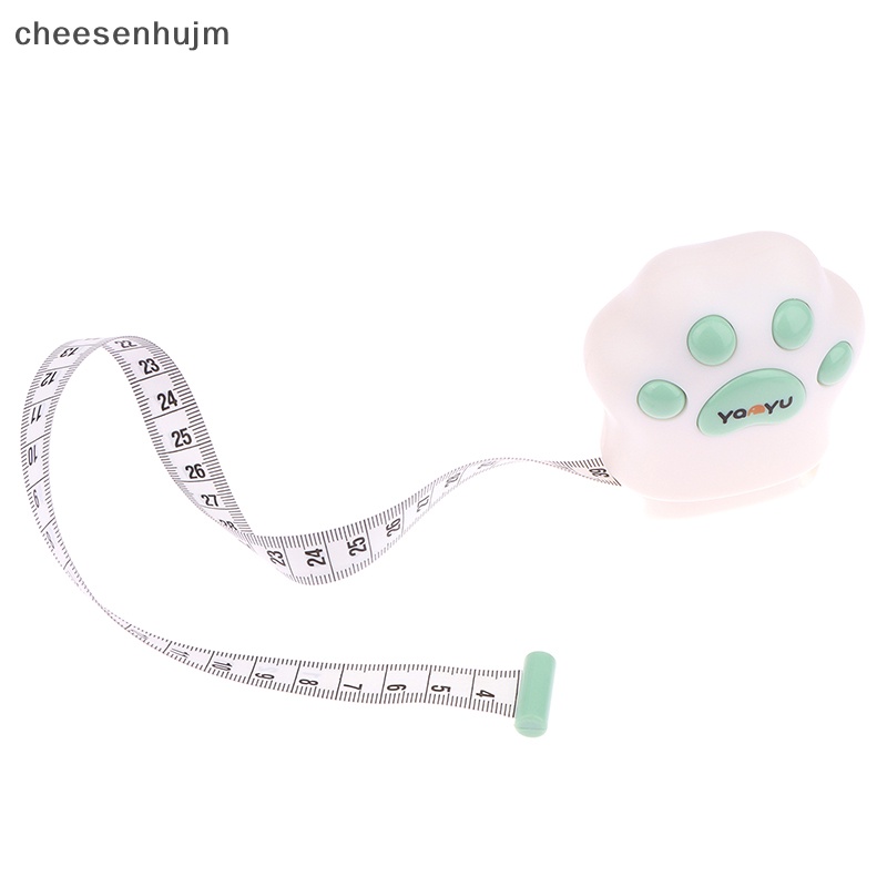 1 Cs Thước Cuộn 1.5m Mini Hình Dấu Chân Mèo Bằng PU Có Thể Thu Gọn Dùng Trong May Vá Retro