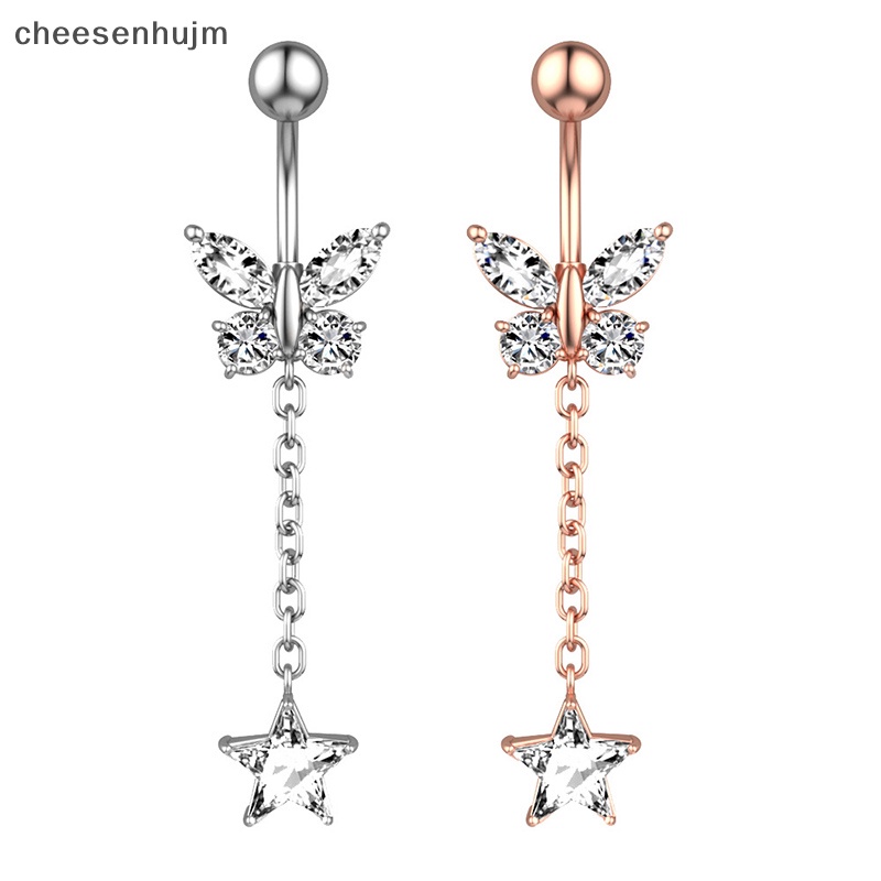 Khuyên RốN HìNh BướM ĐíNh Đá BằNg ThéP Không Gỉ