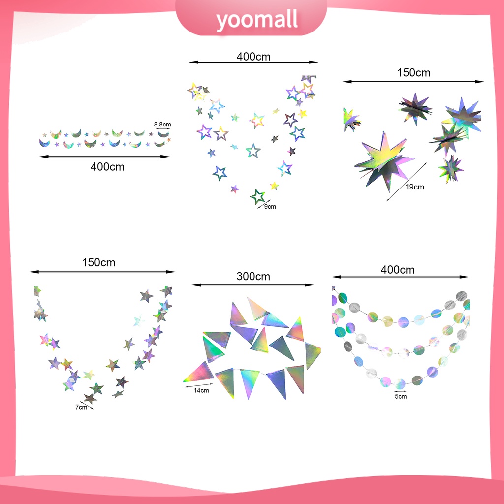 1 Dải Cờ Tam Giác Năm Cánh Lấp Lánh Chống Biến Dạng Có Thể Tái Sử Dụng