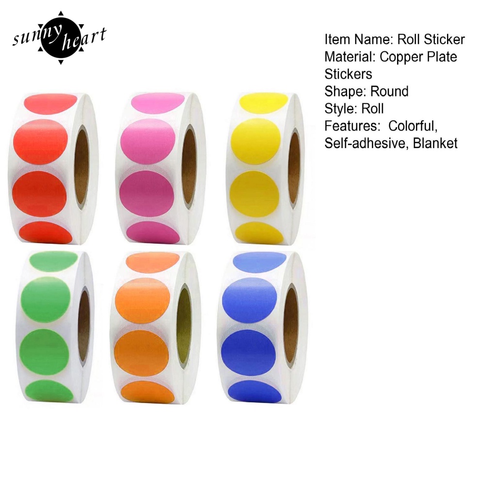 Sunnyheart 6 Cuộn 6 Cuộn Nhãn Dán Hình Tròn Nhỏ Nhiều Màu Sắc Khác Nhau Mỗi Cuộn Là 500 Chấm Dán Tổng Cộng 3000 Miếng Dán Để Gặp Cần Chấm Tròn Đầy Màu Sắc Sặc Sỡ
