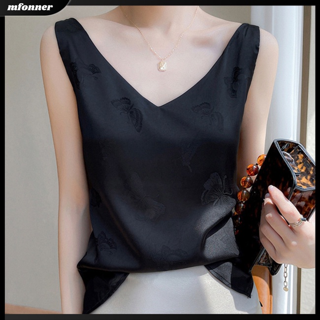 Áo Hai Dây Cổ Chữ V Màu Sắc Thời Trang Mùa Hè Cho Nữ