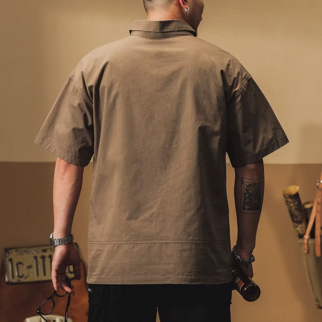 Áo Thun polo Ngắn Tay Dáng Rộng Phối Lớp Ngoài Thời Trang Mùa Hè Dành Cho Nam