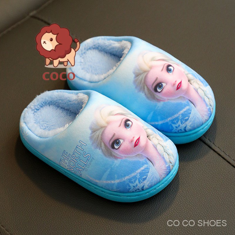 Dép Bông Đi Trong Nhà Chống Trượt Hình Công Chúa Băng Giá Cho Bé Gái