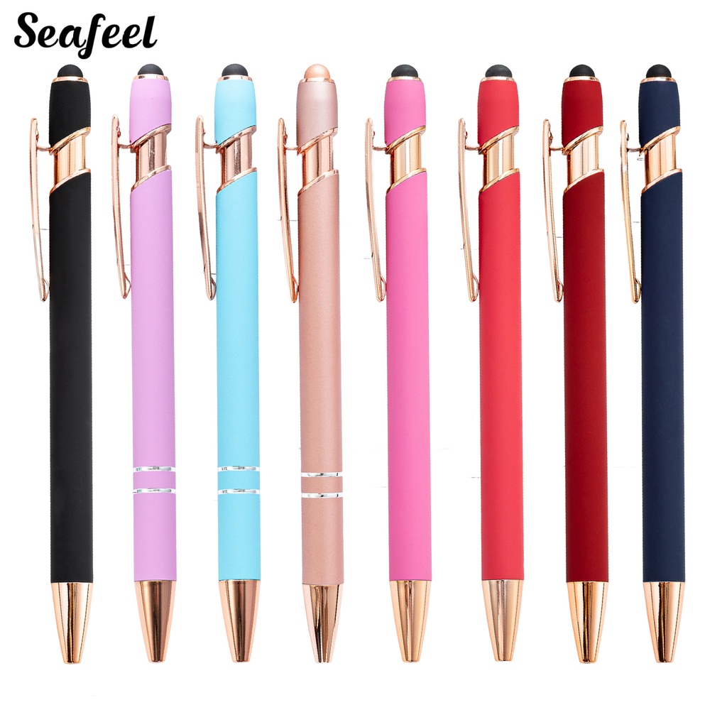 Set 12 Bút Bi Thiết Kế Dạng Nhấn Bằng Kim Loại Độc Đáo