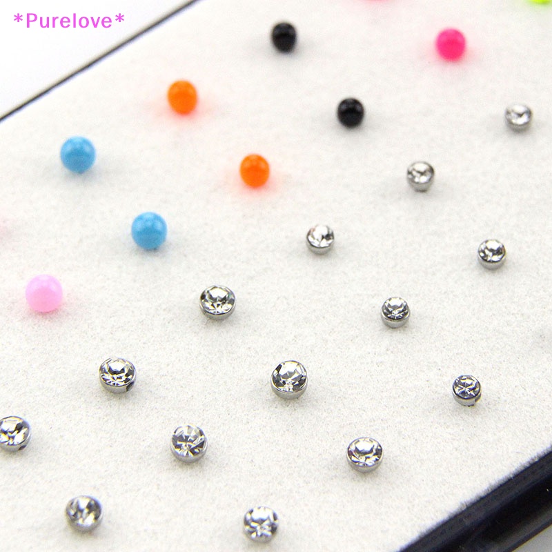 Set 40 Khuyên Mũi Bằng Thép Không Gỉ Đính Đá Cá Tính Thời Trang Mới