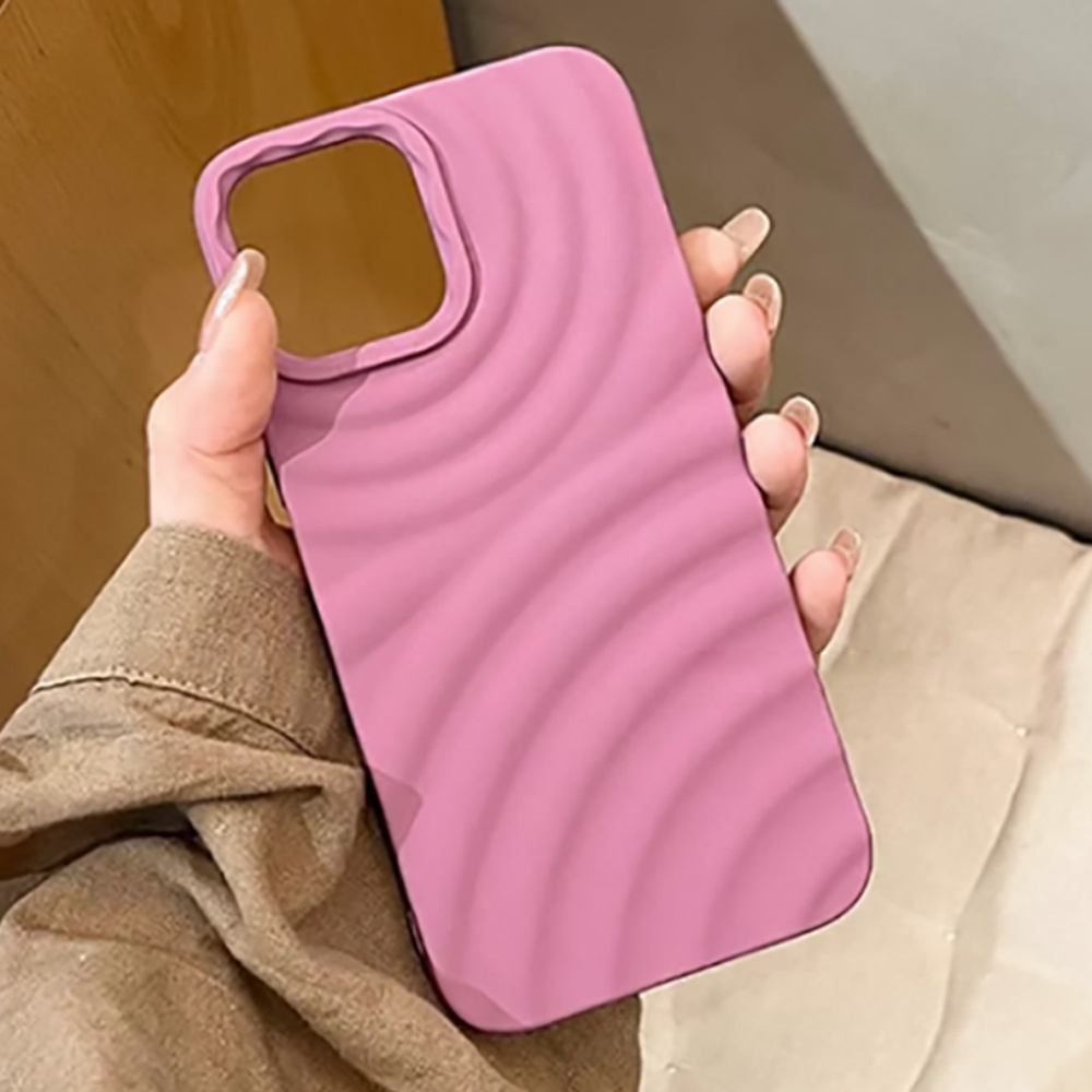 Ốp Điện Thoại TPU Mềm Chống Sốc Màu Trơn Họa Tiết Gợn Sóng 3D Cho IPhone 14 13 12 11 Pro Max X XR
