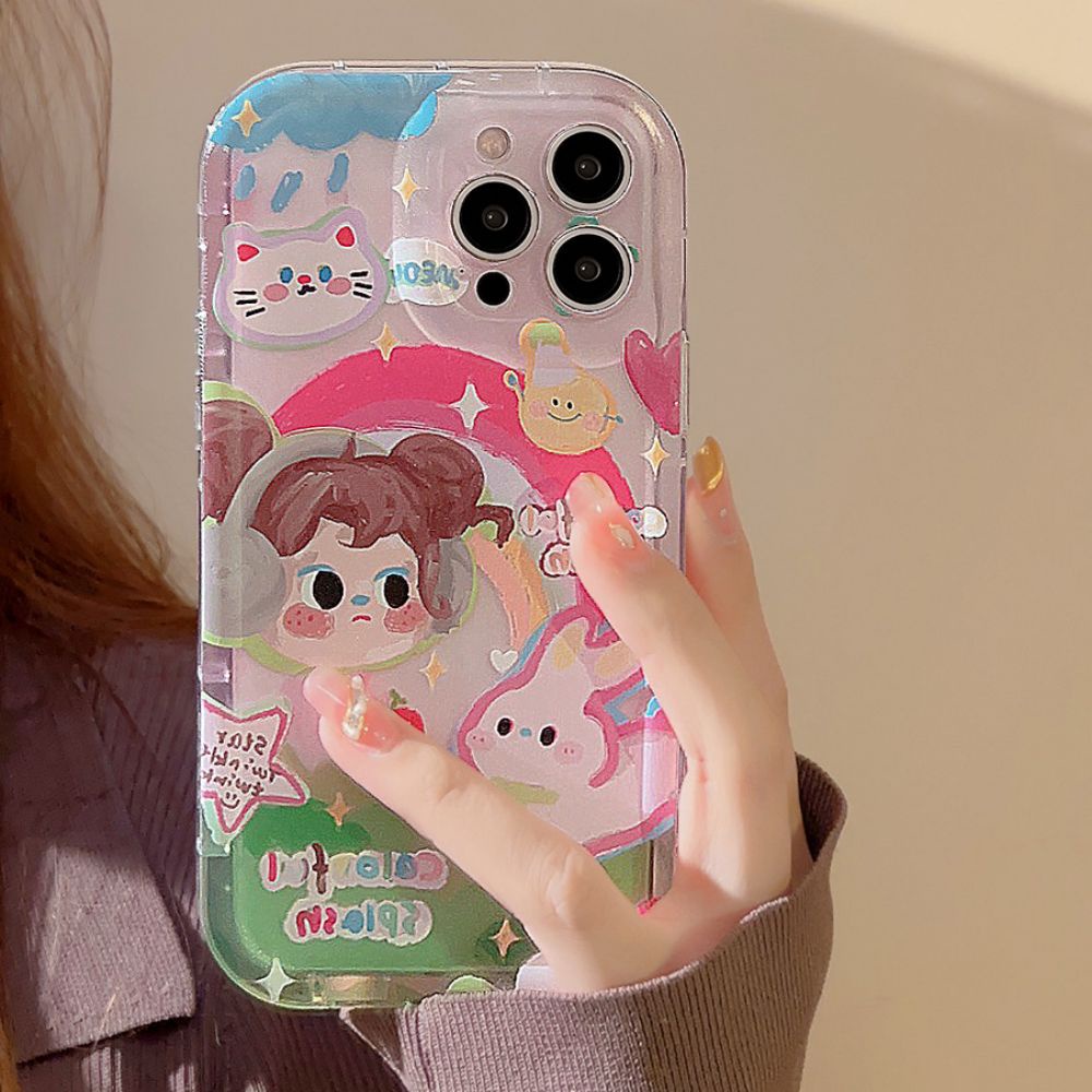 Ốp Điện Thoại TPU Dẻo Họa Tiết Hoạt Hình Cô Gái / Thỏ Dễ Thương Cho IPhone 11 12 13 14 Pro Max