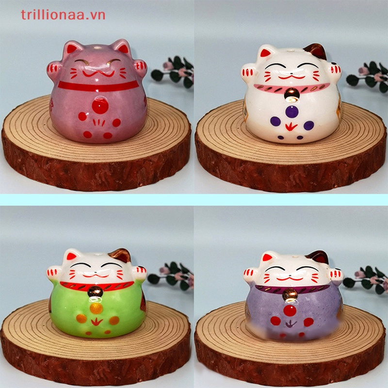 1 Tượng Mèo May Mắn Bằng Gốm Trang Trí Nhà Búp Bê