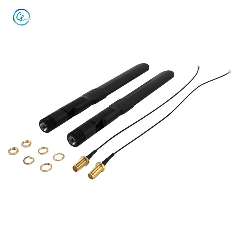 Set 2 Ăng Ten WiFi 2.4GHz 5GHz 5.8GHz 8DBi RP-SMA 20cm 8 Inch U.FL Sang RP-SMA