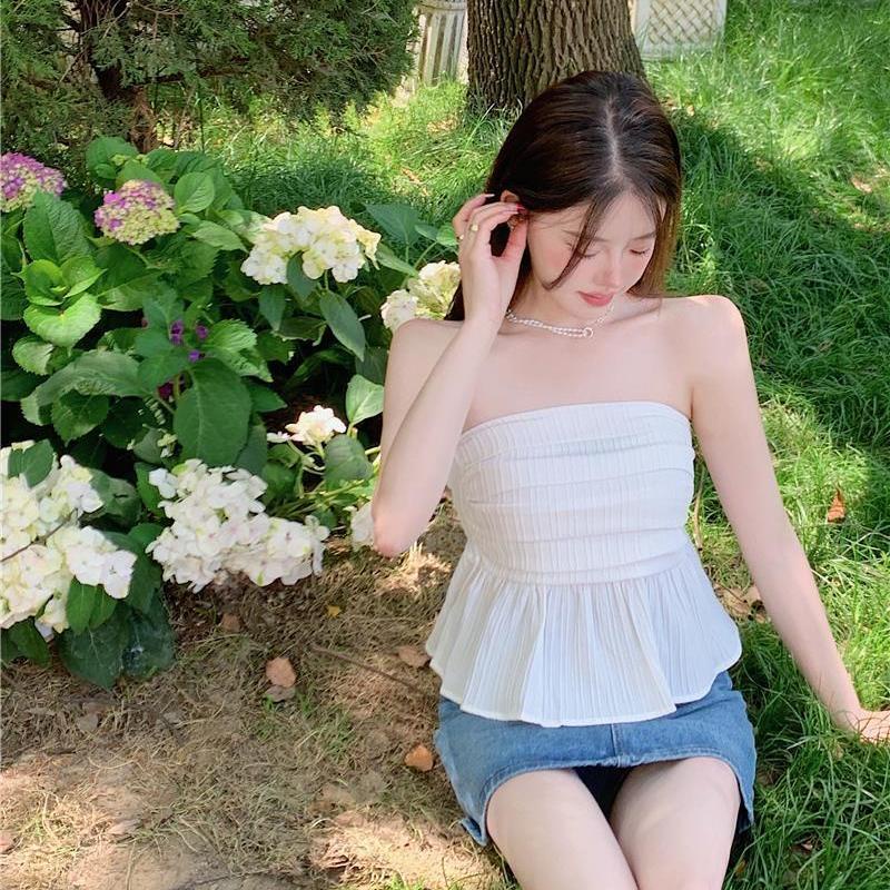 Áo Voan Hai Dây Phong Cách Retro Ngọt Ngào Cho Nữ