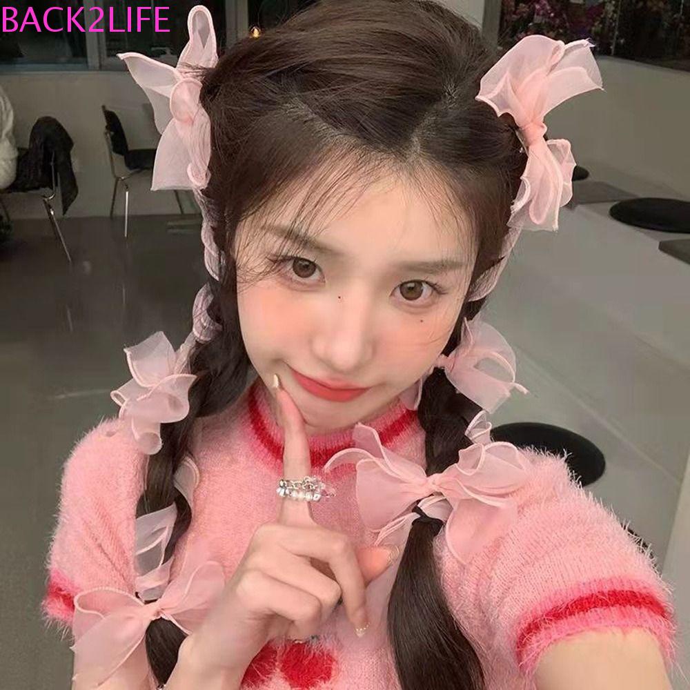 Kẹp Tóc Đính Nơ Ruy Băng Lưới Cỡ Nhỏ Đơn Giản Thời Trang Hàn Quốc Dành Cho Bé Gái BACK2LIFE