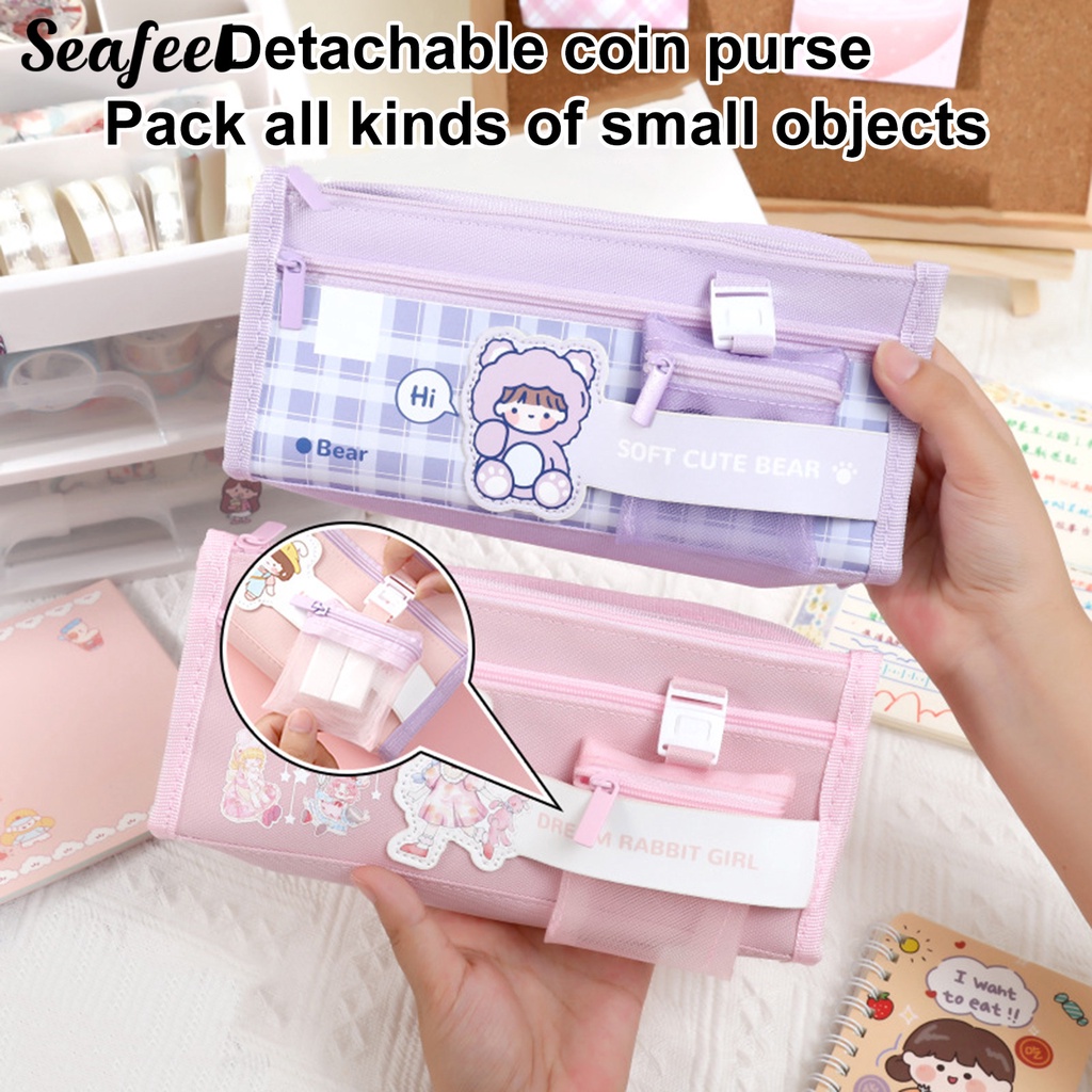 Túi Đựng Bút Họa Tiết Hoạt Hình Nhiều Kiểu Dáng Sức Chứa Lớn Chống Thấm Nước Có Thể Tháo Rời