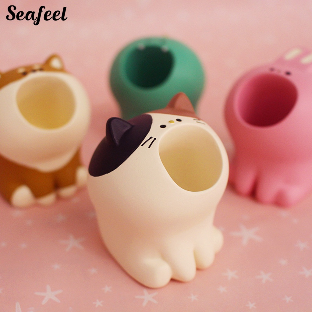 Giá Đỡ Bút Mini Bằng Nhựa Resin Hình Động Vật Hoạt Hình Phong Cách Nhật Bản