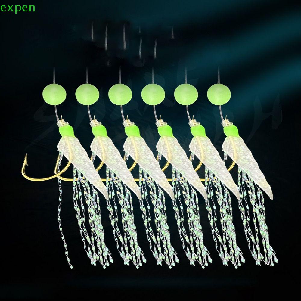 Bộ 6 Móc Câu Cá Sabiki Có Thể Xoay Phát Sáng Tiện Dụng|Mồi Câu Cá Giả Gắn Lông Vũ Chuyên Nghiệp