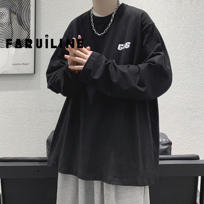 Áo Thun Trắng Faruiline Dài Tay Size Lớn Phong Cách Đường Phố Cho Nam HZFMC1243