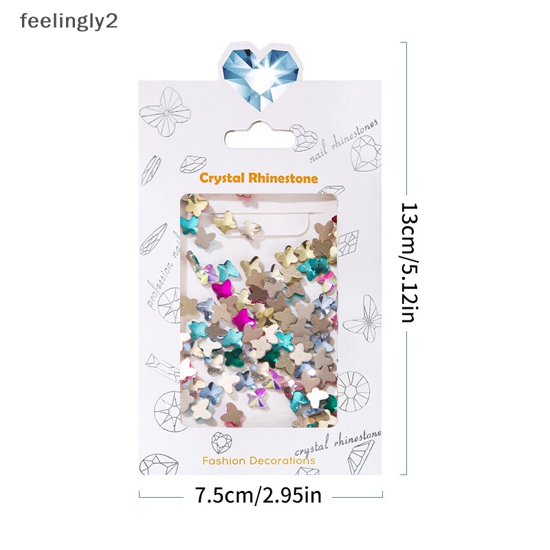 Bộ 100 Hạt Đá 3D Hình Bướm Mặt Kính Dùng Trang Trí Móng Tay DIY