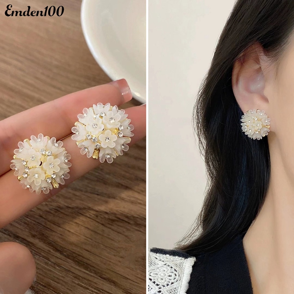 1 Đôi Bông Tai Nữ Hình Hoa Đính Đá Lấp Lánh