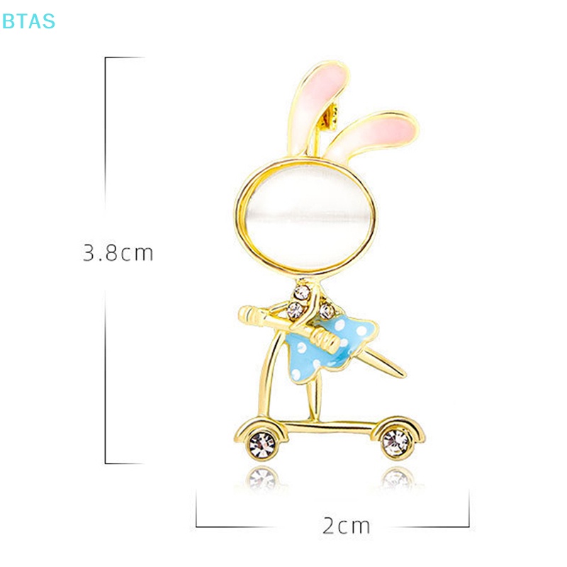 Ghim Cài Áo Hình Thỏ Hoạt Hình Đính Đá Opal Tráng Men Thời Trang Cho Nữ