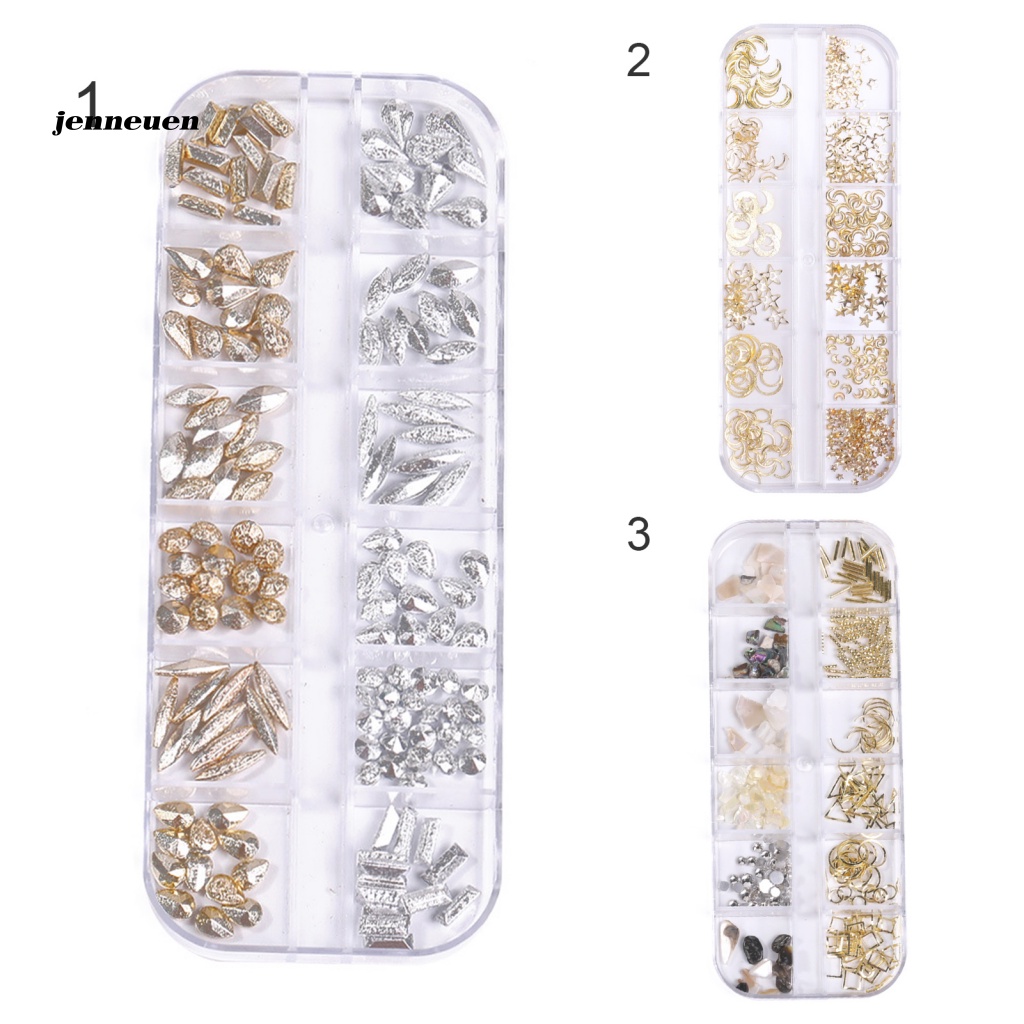 1 Hộp Phụ Kiện Trang Trí Móng Tay 3D 12 Ngăn Tiện Dụng