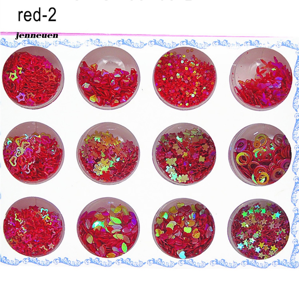 1 Hộp / 12 Hũ Kim Tuyến Trang Điểm Mắt / Móng Tay Nghệ Thuật