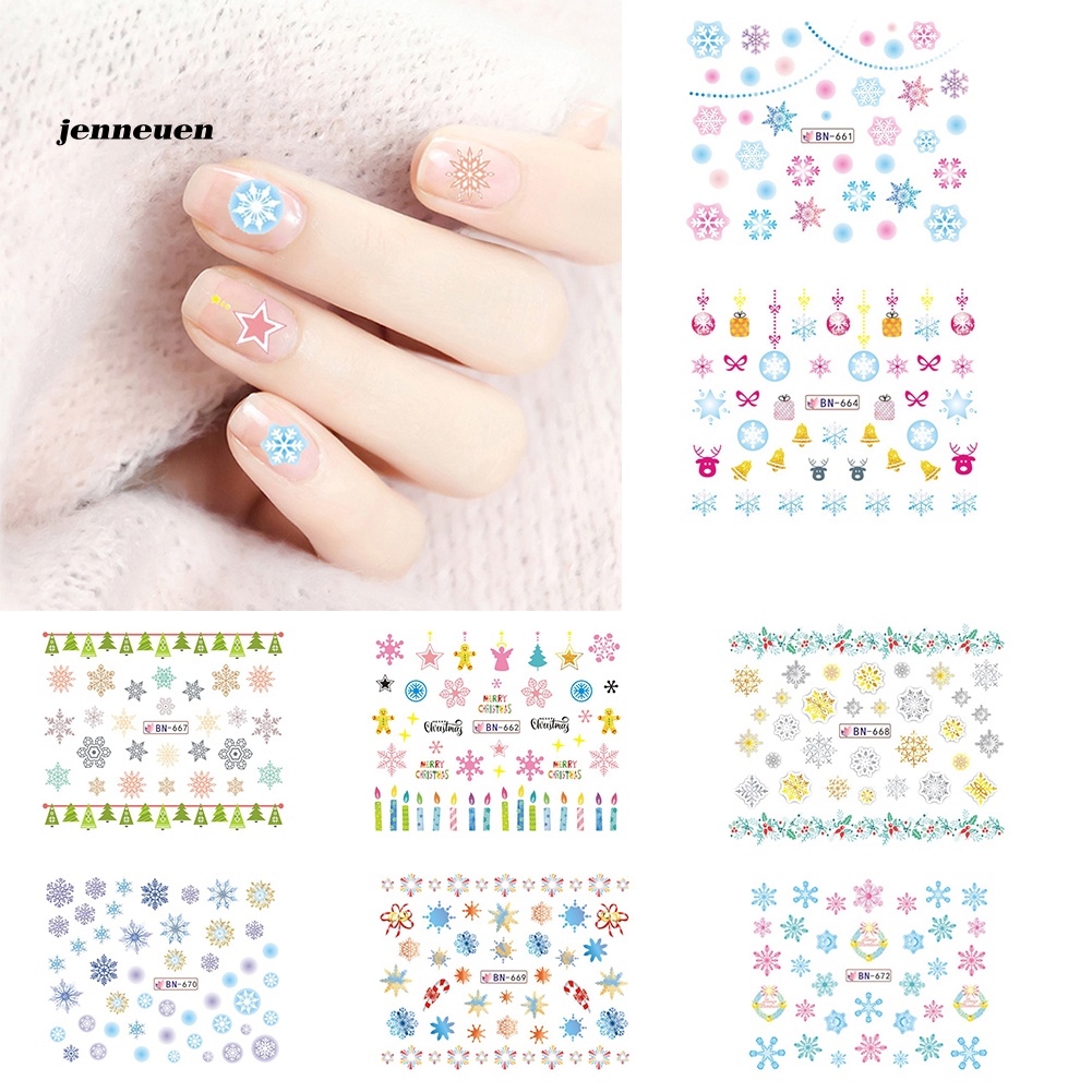 Set 12 Tờ Miếng Dán Hình Bông Tuyết Trang Trí Móng Nghệ Thuật DIY