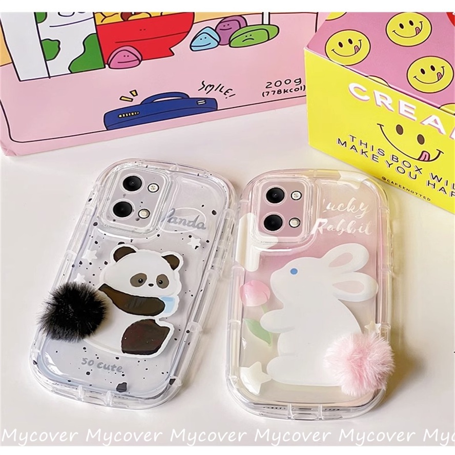 Ốp Điện Thoại Silicon Mềm Trong Suốt Hình Thỏ / Gấu Trúc 3D Cho iPhone 11 12 13 14 Pro Max X Xr Xs 8 7 6 Plus SE 2020