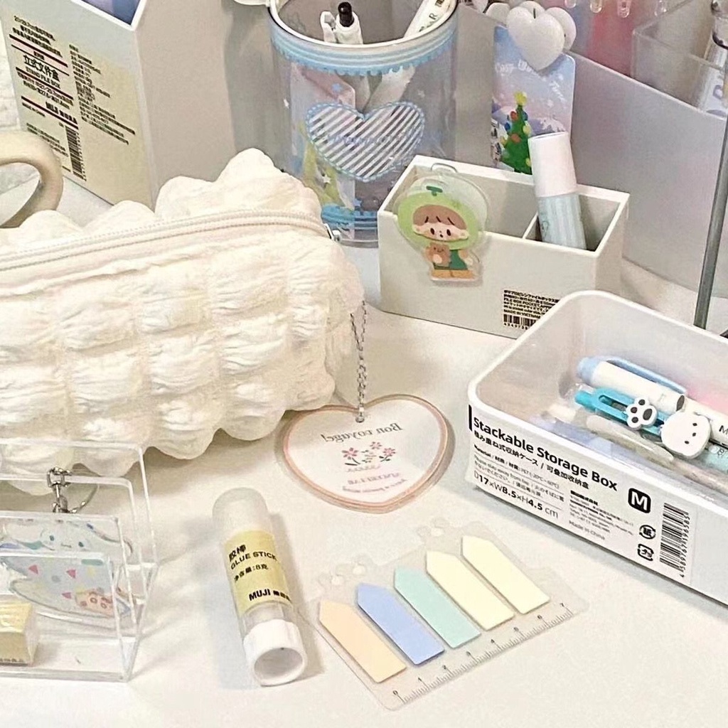 Túi Đựng Bút Chì SY2 Sức Chứa Lớn Màu Kem Viết Đơn Giản Cho Học Sinh