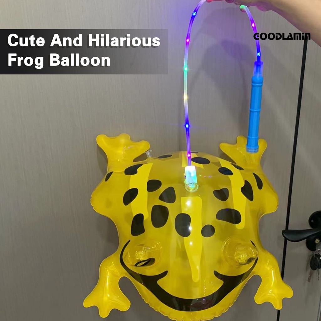 Goodlaminz Bong Bóng Bơm Hơi Hình Chú Ếch Có Đèn Chớp Nhiều Màu Sắc Vui Nhộn Bắt Mắt