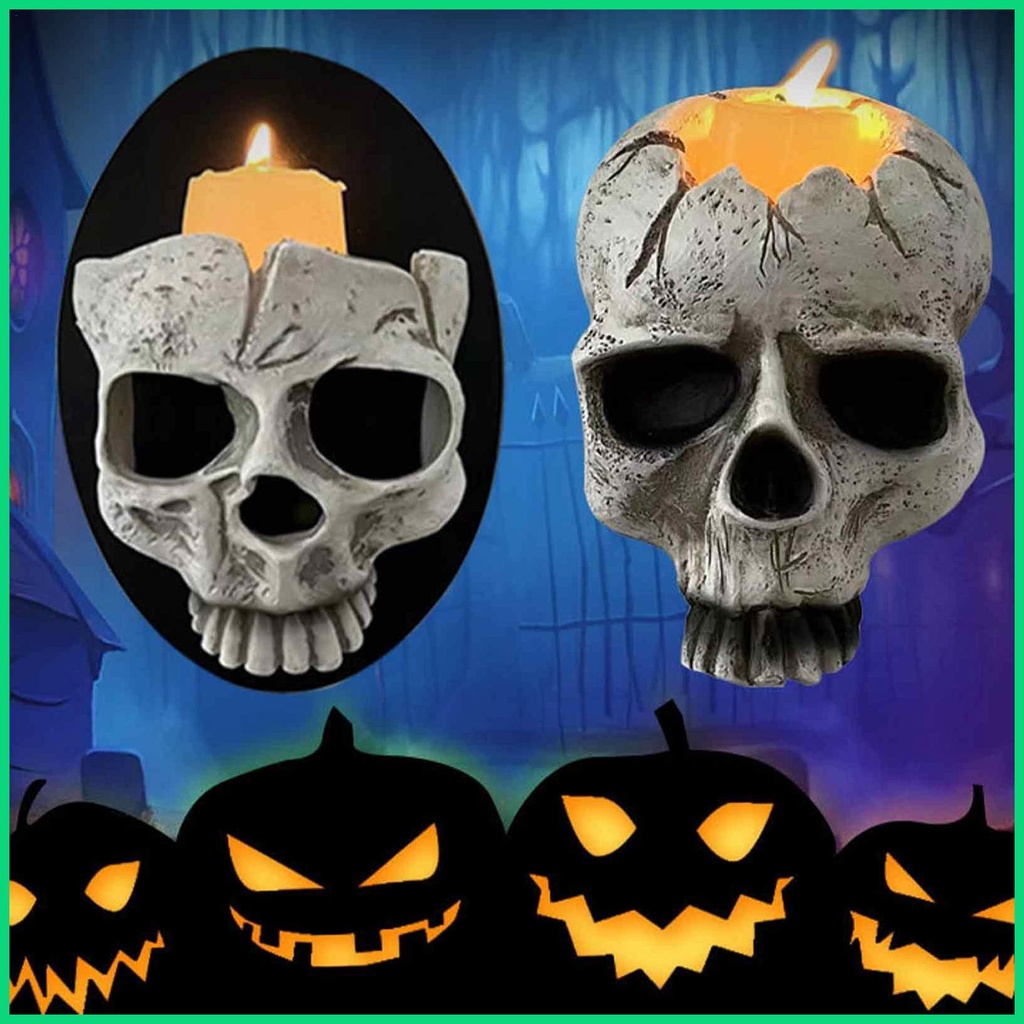 Giá Đỡ Đèn Cầy Hình Đầu Lâu Bằng Nhựa Resin Phong Cách Gothic Độc Đáo