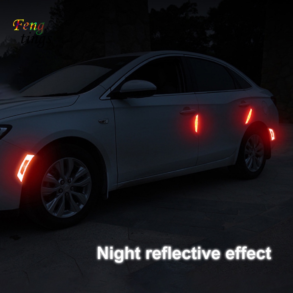 Bộ 2 Miếng Dán Phản Quang Cảnh Báo Mở Cửa Xe Hơi Chống Va Chạm Bằng Sợi Carbon