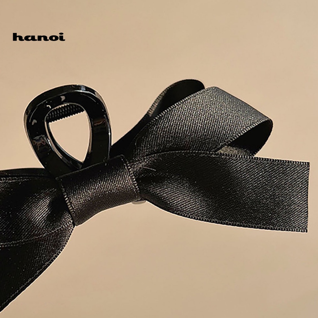 Kẹp Tóc Dạng Nơ Màu Trơn Co Giãn Tốt Có Răng Kẹp Dành Cho Nữ