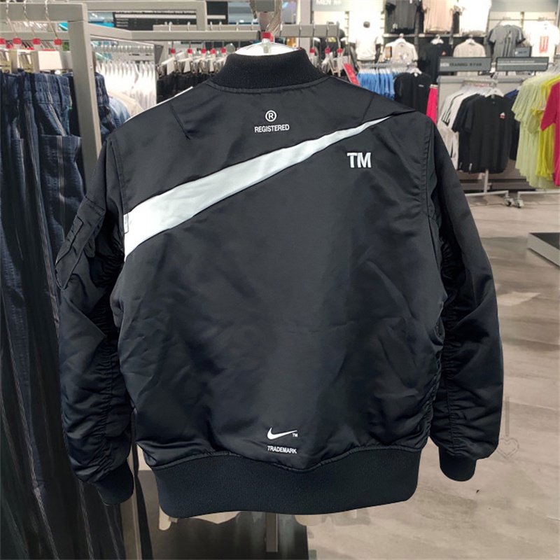 Áo Khoác Bóng Chày Cotton Cổ Đứng Hai Mặt Thêu Logo NlKE Thời Trang Unisex