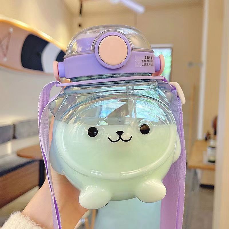 Roksana Bình Nước Cốc nước Trong Suốt dung tích lớn 100ml Có Ống Hút Tiện họa tiết xinh xắn Có Nắp Đậy Chịu Nhiệt Cao sử dụng tiện lợi JUL1501