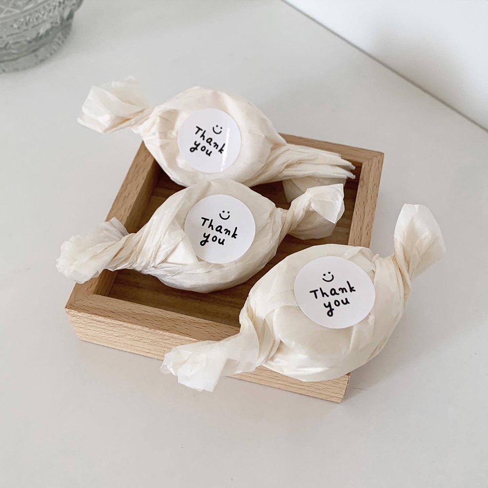 Set 10 Tờ / 60 Miếng Dán Hình Tròn / Vuông In Chữ Thank You Độc Đáo Trang Trí Hộp Quà