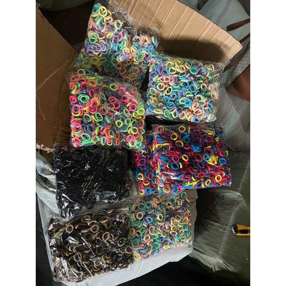 DÂY CHUN BUỘC TÓC BỊCH 500 CHIẾC MIX MÀU