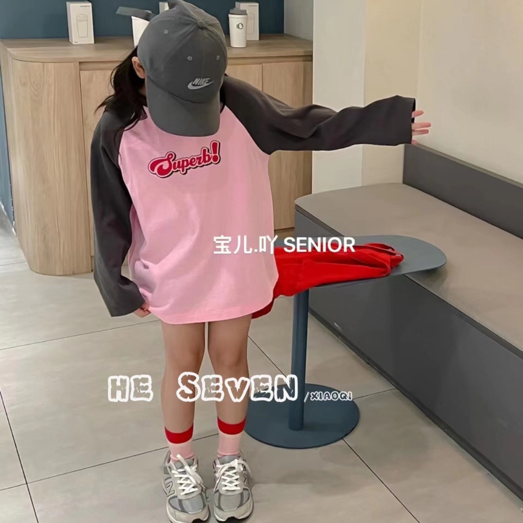 Áo Thun Tay Dài Dáng Rộng In Chữ Thời Trang Xuân Thu 2023 Cho Bé