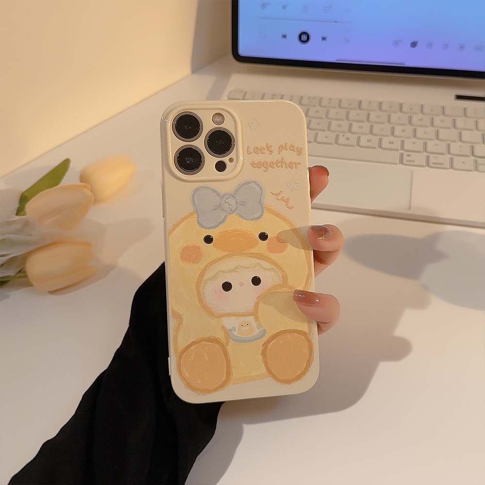 Ốp Điện Thoại tpu Silicon Chống Rơi Hình Vịt Cho iphone 11 12 13 14 pro max