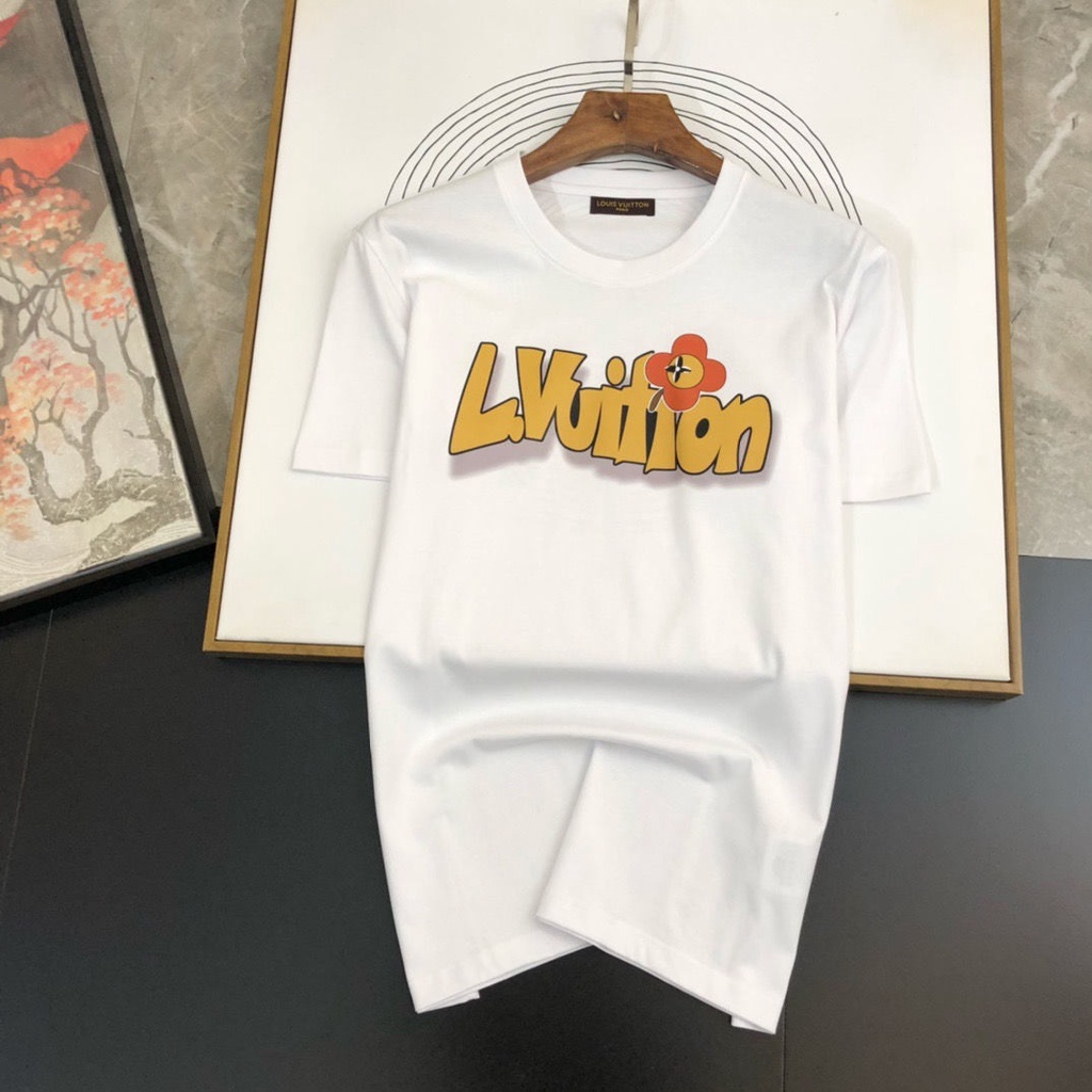 L Áo Thun cotton Trơn Tay Ngắn Cổ Tròn In Chữ Thời Trang Mùa Hè Cho Cặp Đôi