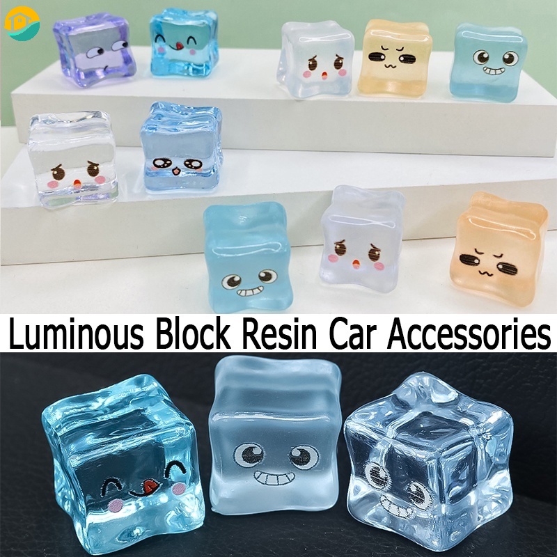1 Khối Đá Dạ Quang Bằng Nhựa Resin Hình Biểu Tượng Cảm Xúc Hoạt Hình Màu Sắc Ngẫu Nhiên Trang Trí