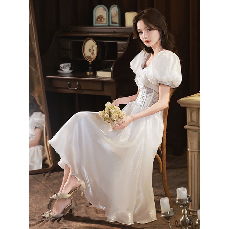 Đầm Dạ Hội Tay Ngắn Thanh Lịch Thời Trang Mới Cho Nữ