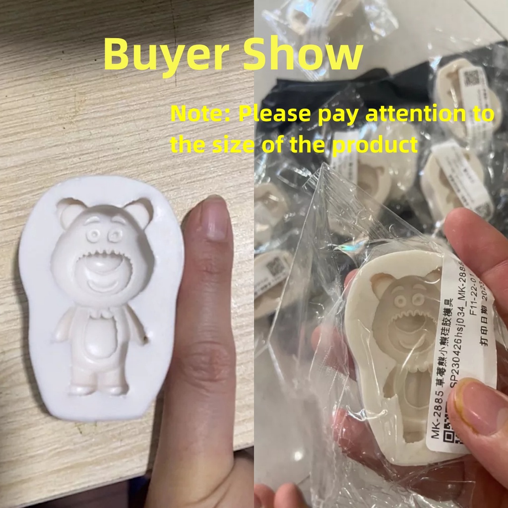 Khuôn Làm Bánh Kẹo / Xà Phòng Nắp Lật Hình Gấu / Dâu Tây Nhỏ Dễ Thương