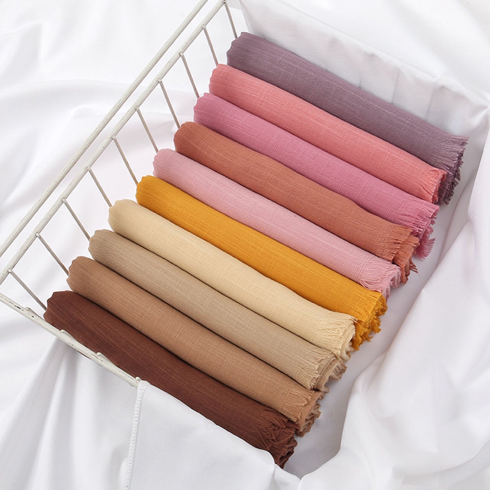 Khăn Trùm Đầu Bằng Cotton Mềm Mại Màu Trơn Đa Năng Phong Cách Hồi Giáo