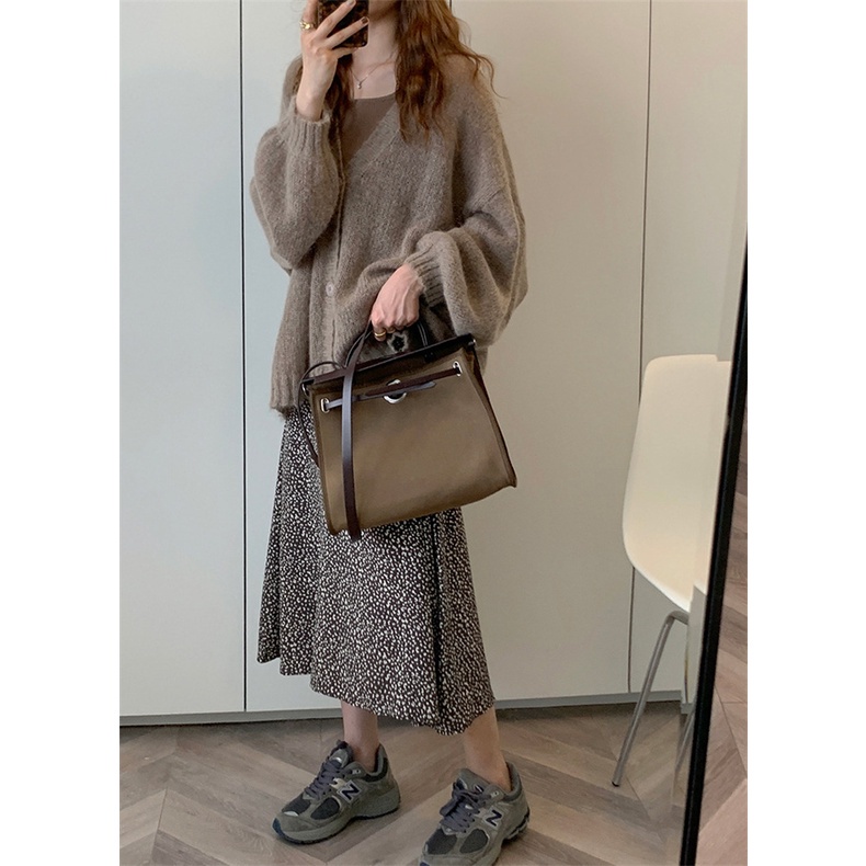 Áo khoác len cardigan trơn dáng dài hàng Quảng Châu ms1206