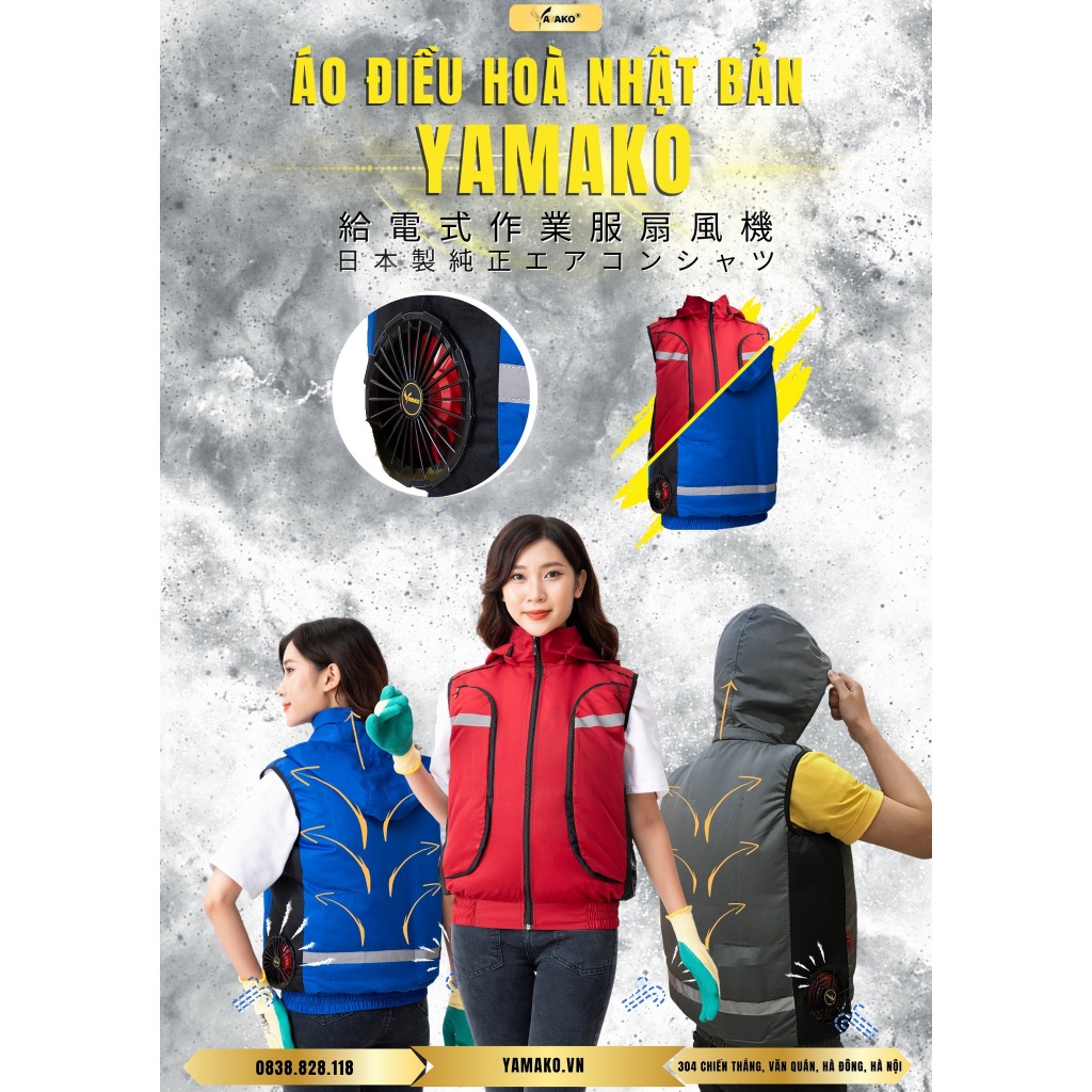 ÁO RỜI Áo khoác quạt điều hoà Nhật Bản YAMAKO bán rời ghile sát nách màu ghi