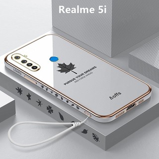 Ốp lưng realme 5i mềm chống sốc họa tiết lá phong cho ốp điện thoại realme 5i